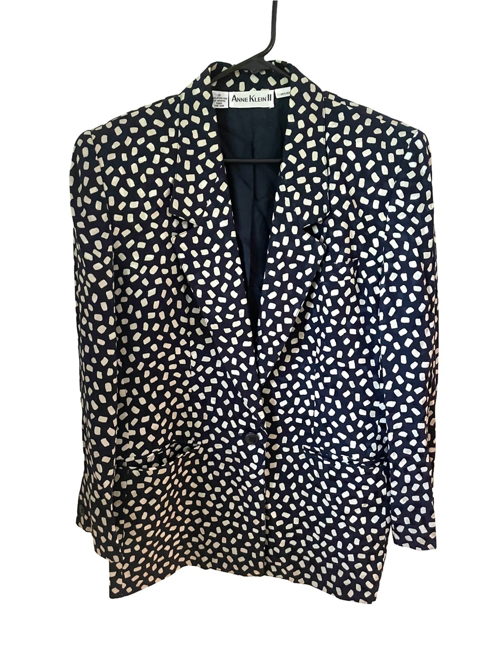 Vintage Anne Klein II Silk Blazer Geometric Print